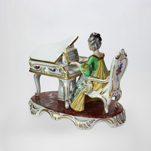 Antique Dresden Hand Painted Porcelain Piano Player Signed C1890 Measures - 6.25"H x 9.5"W x 6"D An antique Dresden...