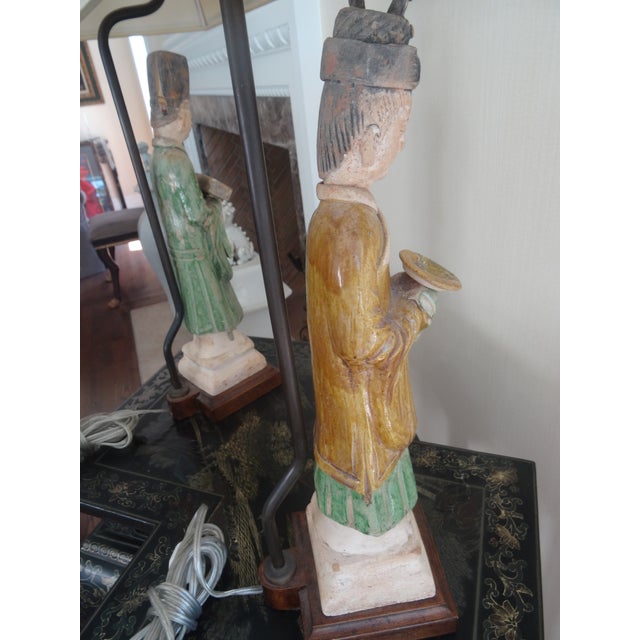 18th Century Chinese Ming Figurine Lamps - a Pair For Sale In Los Angeles - Image 6 of 7