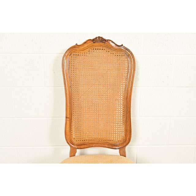 Thomasville French Provincial Louis XV Carved Walnut and Cane Back Dining Chairs, Set of Six For Sale In South Bend - Image 6 of 13