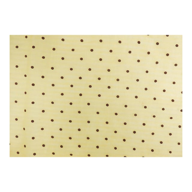 Vintage Yellow and Brown Swiss Dot Semi Sheer Remnant Fabric For Sale