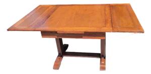1920s Art Deco Oak Draw Leaf Dining Table From England 5 Feet Open