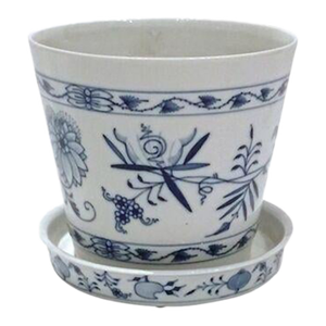 Vintage Meissen Blue Onion Floral Cachepot