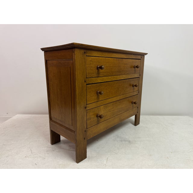 Brutalist Belgian Oak Chest of Drawers, 1960s For Sale - Image 10 of 18