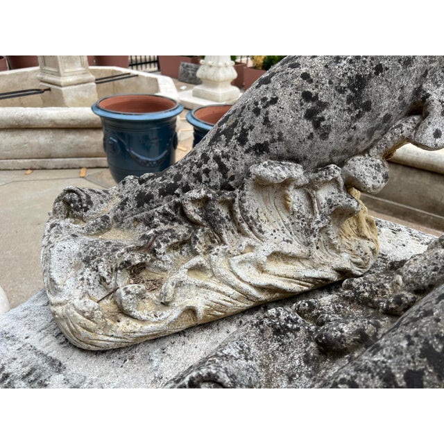 Pair of Weathered French Cement Dolphin Fountain Spouts, Circa 1970s For Sale - Image 12 of 16