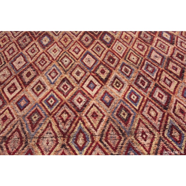 Large Colorful Handmade Diamond Pattern Modern Contemporary Wool Area Rug For Sale - Image 4 of 7
