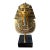Vintage Egyptian Revival Pharaoh Bust Sculpture | Gold & Black Tutankhamun Style Figure on Wood Stand For Sale