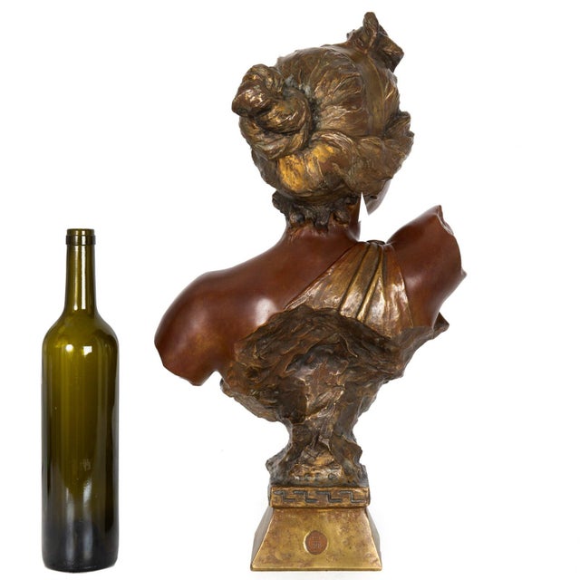 1920s Emmanuel Villanis Bronze Sculpture Bust of Thais For Sale - Image 5 of 17