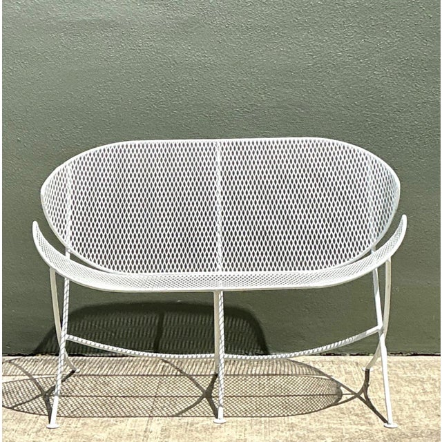 Metal Mid-Century Modern Salterini “Orange Slice” Metal Mesh Bench For Sale - Image 7 of 18