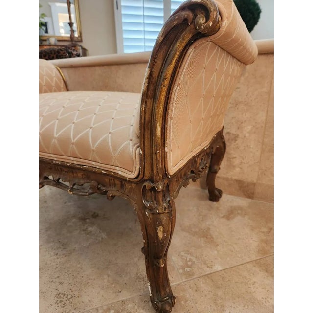 French Antique French Carved Wood With Gold Leaf Bench, Circa 1890 For Sale - Image 3 of 6