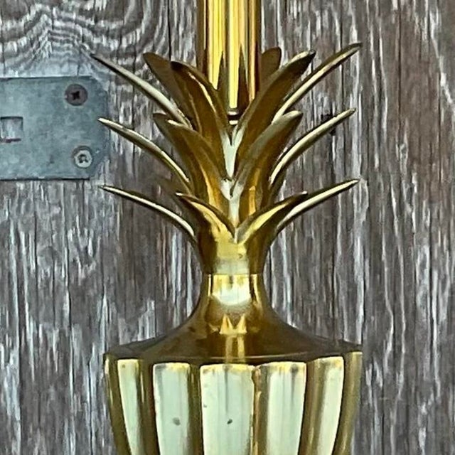 Vintage Regency Petite Brass Pineapple Lamp For Sale In West Palm - Image 6 of 14