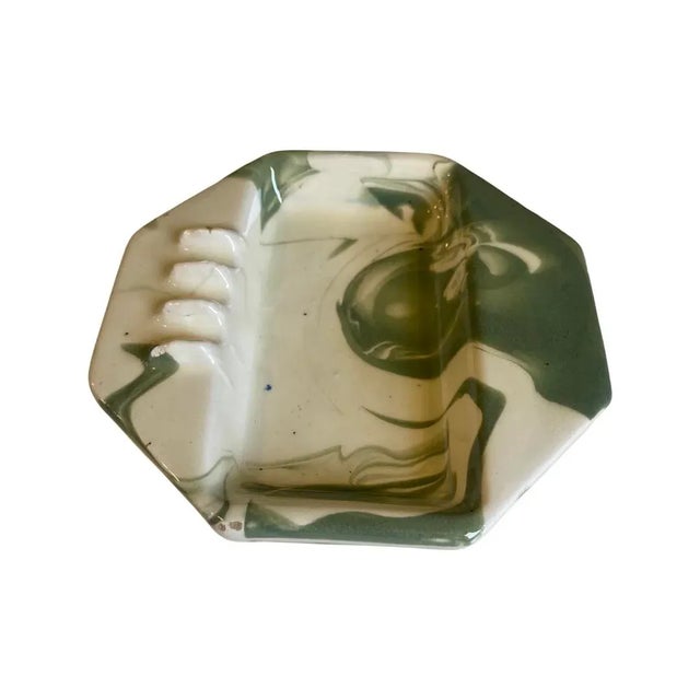 Mid-Century Modern Vintage Green Swirl Octagonal Catchall or Ashtray, Circa 1977 For Sale - Image 3 of 11