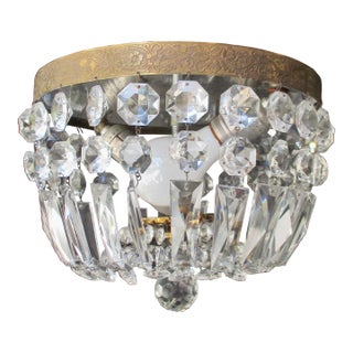 Louis XVI Crystal Basket Flush Mount For Sale