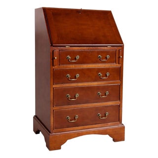 Vintage Yew Wood Compact Bureau with Drawers For Sale