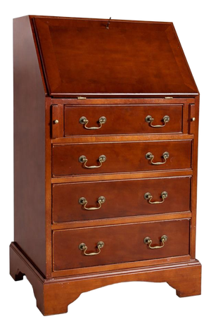 Vintage Yew Wood Compact Bureau with Drawers