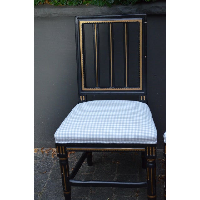 Black Set of Swedish Classicist Style Chairs, 1900s For Sale - Image 8 of 11