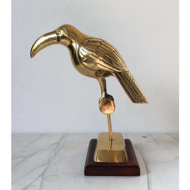 Vintage Brass Tucan Bird Sculpture Mounted on Wood Base. For Sale In Milwaukee - Image 6 of 11