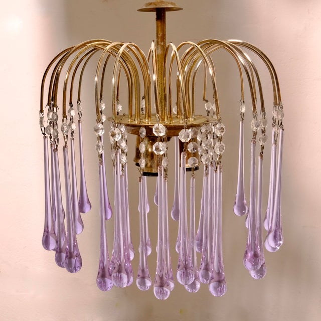 Murano Glass Drop Waterfall Chandelier, 1970s For Sale - Image 3 of 12