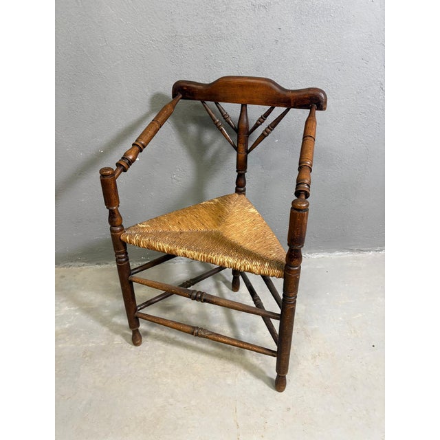 Antique Rush-Seated Corner Chair, 1890s For Sale - Image 5 of 7