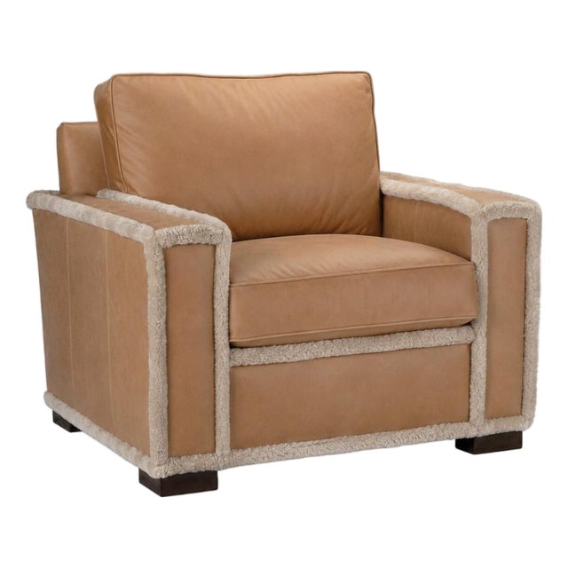 Uptown Loomlan Austin Brown Benchmade Aniline Leather Club Chair - American Made For Sale