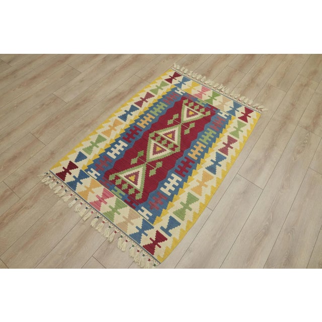 1970s 1970s Scandinavian Geometric Yellow Cappadocia Kilim Rug For Sale - Image 5 of 13