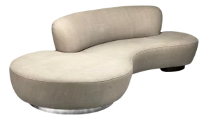 Vladimir Kagan, Walnut, Fabric, Monumental Serpentine Sofa, Usa, 2000s