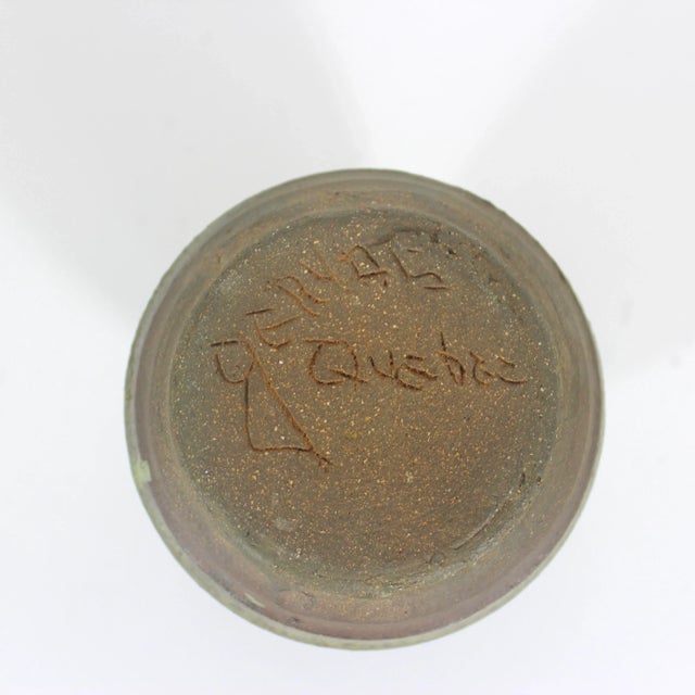 Gray Vintage Signed Small Studio Pottery Bud Vase For Sale - Image 8 of 9