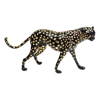Art Deco Bronze Black Panther Statue For Sale