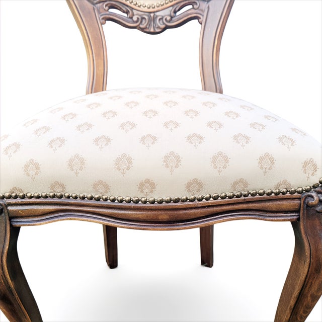 Antique Early 20th Century Louis XVI French Château Dining Room Set in Mahogany Inlaid and Walnut, Set of 5 For Sale - Image 5 of 17