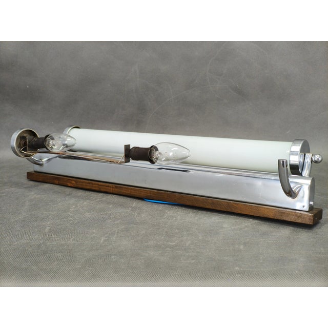 Gold Large Art Deco Chrome and Glass Wall Light, Former Czechoslovakia, 1930s For Sale - Image 8 of 10