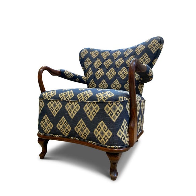 Beech Open-Framed Armchair with Kilim Upholstery from Fritz Hansen, 1950s For Sale - Image 11 of 11