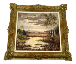 George Walsh, Landscape, 1970s, Oil on Canvas, Framed
