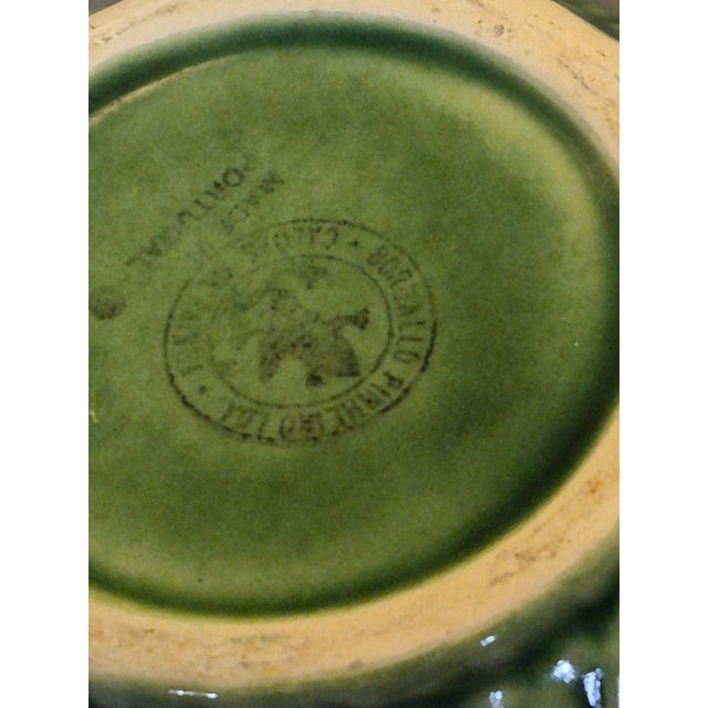 Vintage Bordallo Pinheiro Portugal Green Vine Leaf Mugs Coffee Tea Cups - Pair For Sale - Image 6 of 7