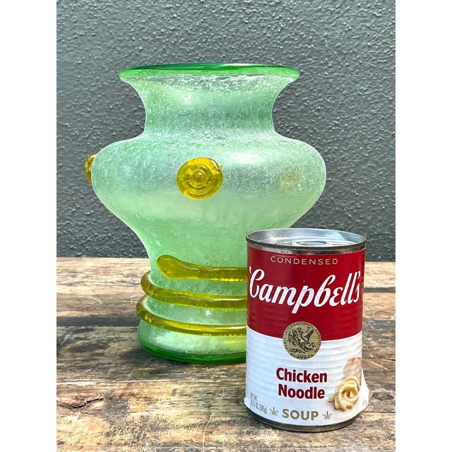 Vintage Italian Hand Blown Glass Vase For Sale In West Palm - Image 6 of 12