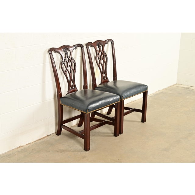 Councill Furniture Councill Craftsmen Georgian Carved Mahogany Side Chairs or Dining Chairs, Pair For Sale - Image 4 of 14