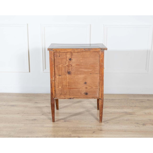 19th-Century Italian Louis XVI–Style Walnut and Marquetry Bedside Cabinet For Sale - Image 10 of 11