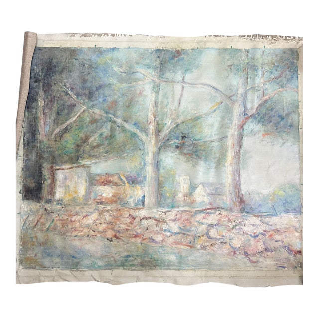 1950’s Abstract Impressionist Landscape Painting on Canvas For Sale
