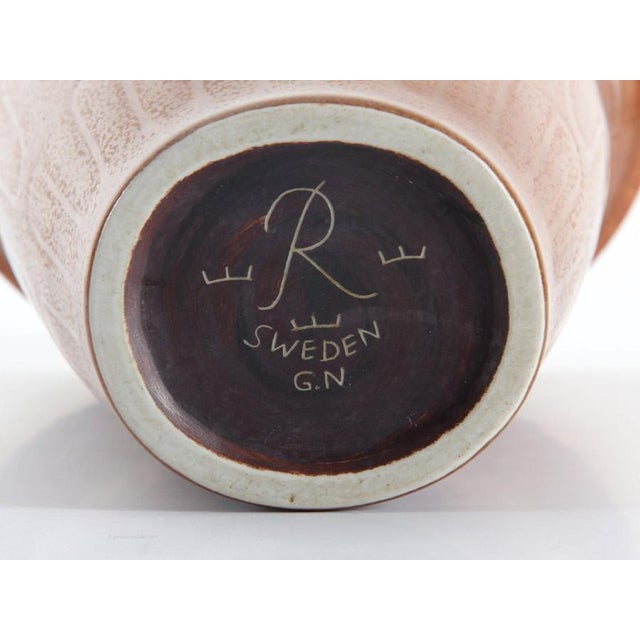 Rörstrand Scandinavian Vase with Incised Pattern & Red-Brown Hare's Fur Glaze by Gunnar Nylund for Rörstrand, 1950s For Sale - Image 4 of 5