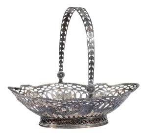 English 19th Century Silverplate Oval Bread Basket with Putti & Garlands