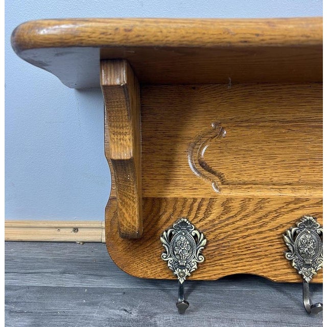 Vintage French Coat Rack in Oak For Sale - Image 3 of 8
