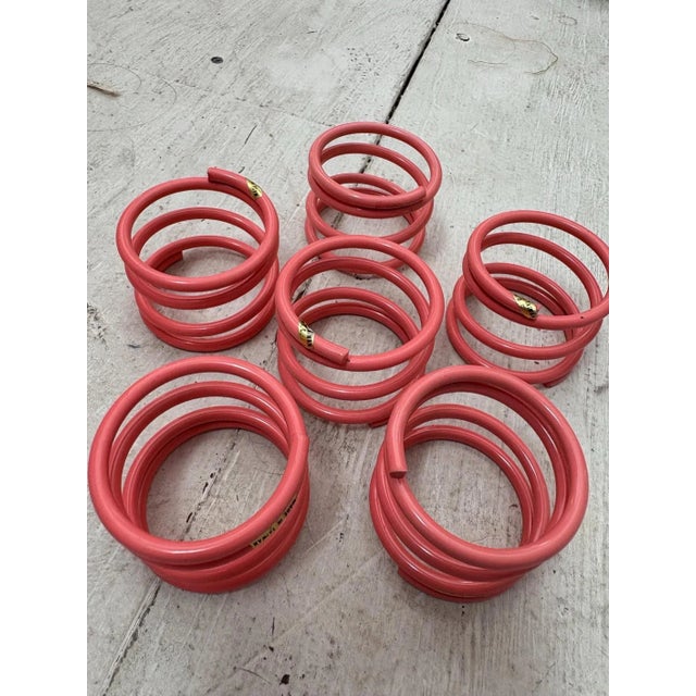 1980s Vintage Pink Spring Napkin Rings Set of 6 For Sale - Image 5 of 9