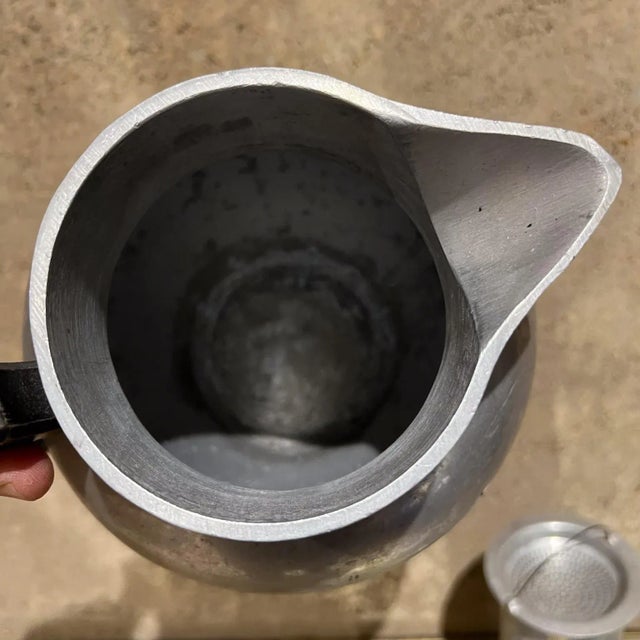 Wood 1940s Club Coffee Pot Personal Service Aluminum Ware For Sale - Image 7 of 12