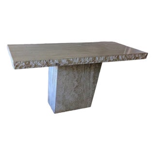 Vintage Travertine Console Table With Raw Edge For Sale