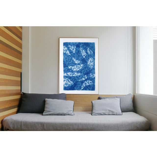 This is an exclusive handprinted unique cyanotype that takes its inspiration from the mid-century modern shapes. It's made...