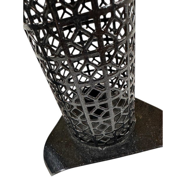 1950s Metal Mesh Taper Candle Holders With Custom Sparkle Powder Coat For Sale - Image 4 of 8