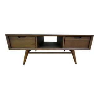 Mid-Century Modern Nuevo Jake Walnut Coffee Table With Drawers For Sale