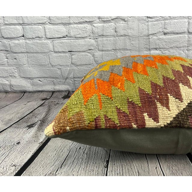 20 x 20 Kilim Pillow Turkish Cushion Natural Aegean Serenity Pillow Cushion Cover For Sale - Image 4 of 4