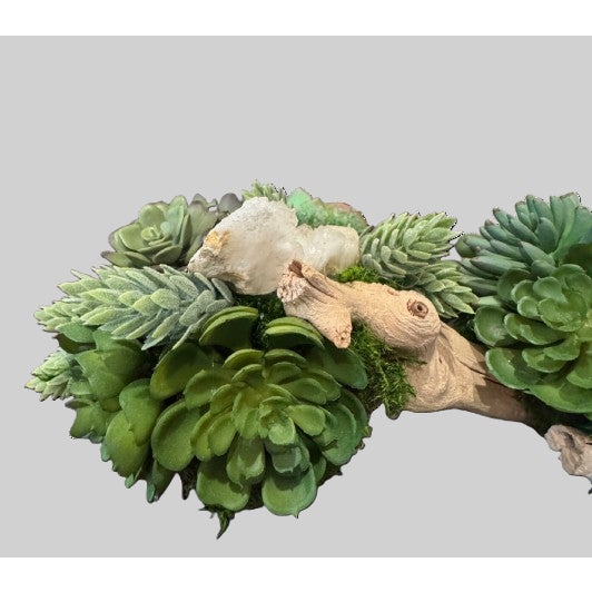 Gemstone Custom One-of-a-Kind Succulent & Geode Arrangement on Grapevine Branch 24" W X 7" D X 6" H For Sale - Image 7 of 9