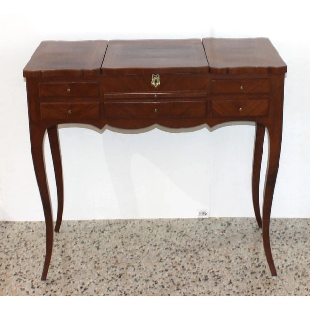 Charming Mid-Century Louis XV Provincial Style Poudre Vanity Table Mirror adjusts and there is even a writing surface for...