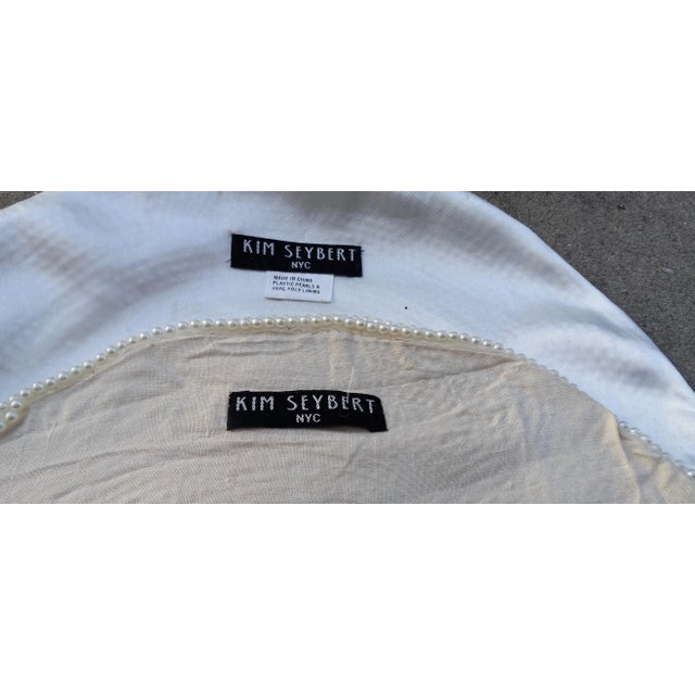 Plastic Kim Seybert Nyc White Pearl Encrusted Placemats, Set of Seven (7x) Round & White For Sale - Image 7 of 13