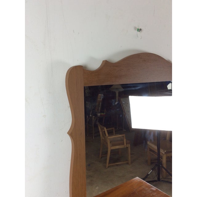 American Vintage Maple Chest of Four Drawers With Brass Hardware and Small Mirror For Sale - Image 3 of 17